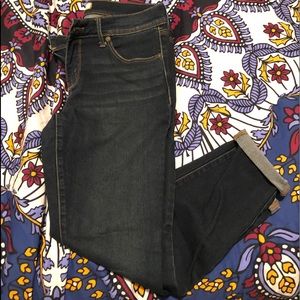 FREE PEOPLE ROLLER CROPPED JEAN DARK WASH